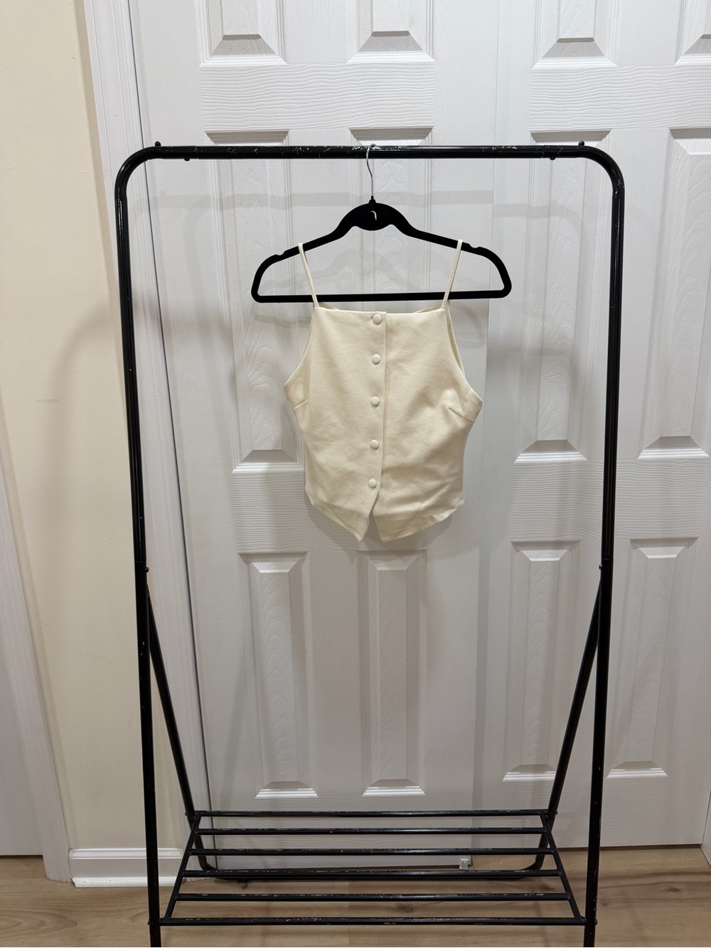 Zara Cream Button-Back Spaghetti Strap Camisole